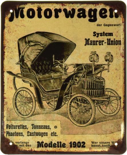 Motorwagen Modelle 1902 (ms-002366) Металлическая табличка - 18x22см