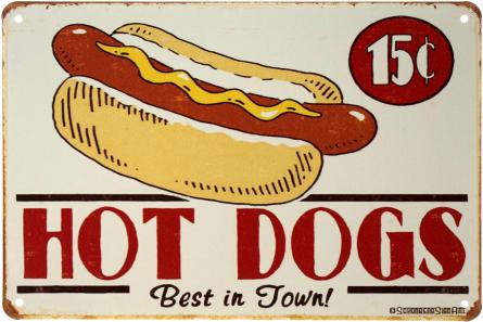 Хот-Доги (Кращі В Місті) / Hot Dogs (Best In Town) (ms-001265) Металева табличка - 20x30см
