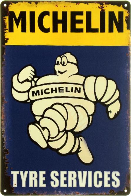 Мішлен (Шинні Послуги) / Michelin (Tyre Services) (ms-002227) Металева табличка - 20x30см