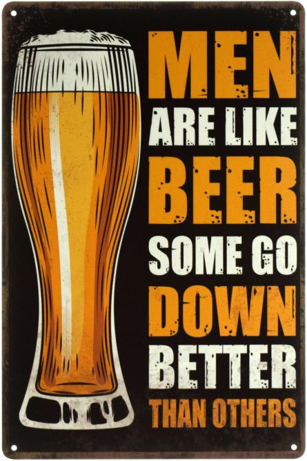 Чоловіки Подібні До Пива: Одні Упиваються Краще, Ніж Інші / Men Are Like Beer Some Go Down Better Than Others (ms-003035) Металева табличка - 20x30см