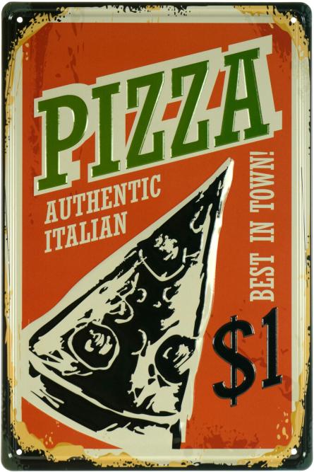 Настоящая Итальянская Пицца / Pizza (Authentic Italian) (ms-001837) Металлическая табличка - 20x30см