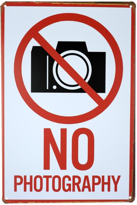 Не Фотографувати / No Photography (ms-00481) Металева табличка - 20x30см
