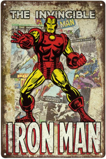Непобедимый Железный Человек / The Invincible Iron Man (ms-003138) Металлическая табличка - 20x30см