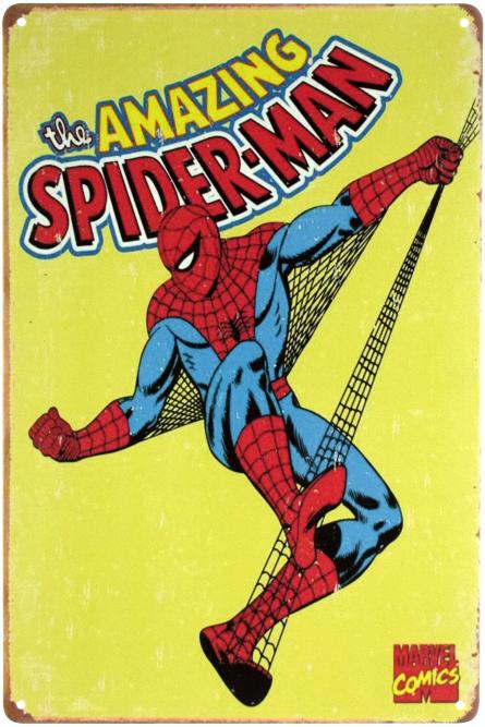 Невероятный Человек-Паук (Желтый Фон) / The Amazing Spider-Man (ms-003042) Металлическая табличка - 20x30см