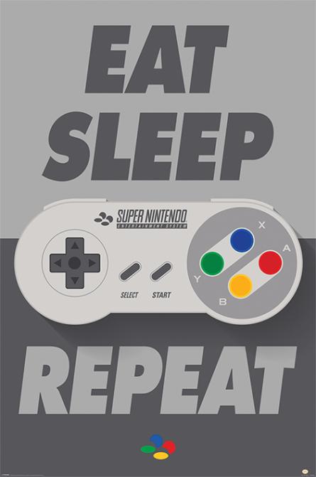 Nintendo (Eat Sleep SNES Repeat) (ps-00227) Постер/Плакат - Стандартний (61x91.5см)