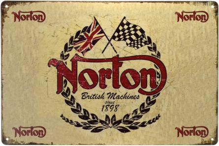 Нортон (Британские Механизмы С 1898 Года) / Norton (British Machines Since 1898) (ms-00834) Металлическая табличка - 20x30см