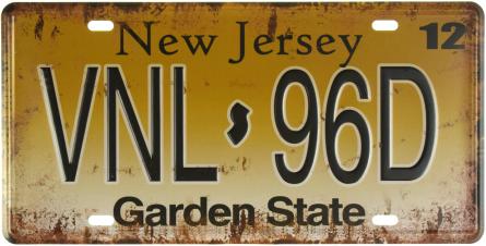 Нью-Джерсі / New Jersey (VNL 96D) (ms-001175) Металева табличка - 15x30см