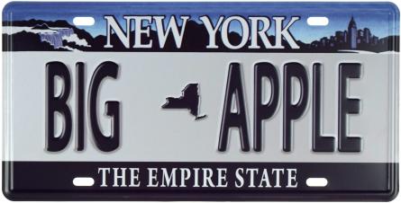 Нью-Йорк (Большое Яблоко) / New York (Big Apple) (ms-001115) Металлическая табличка - 15x30см