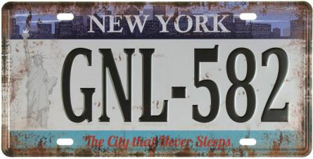 Нью-Йорк / New York (GNL 582) (ms-001193) Металлическая табличка - 15x30см