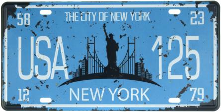 Нью-Йорк / New York (USA 125) (ms-001189) Металева табличка - 15x30см