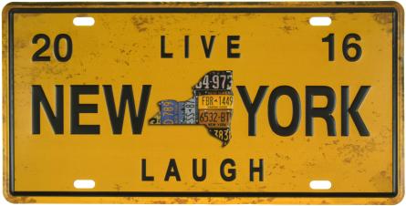 Нью-Йорк (Живи, Смейся) / New York (Live, Laugh) (ms-001183) Металлическая табличка - 15x30см