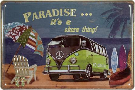 Відпочинок На Узбережжі - Це Рай! / Volkswagen (Paradise... It's A Shore Thing!) (ms-001801) Металева табличка - 20x30см