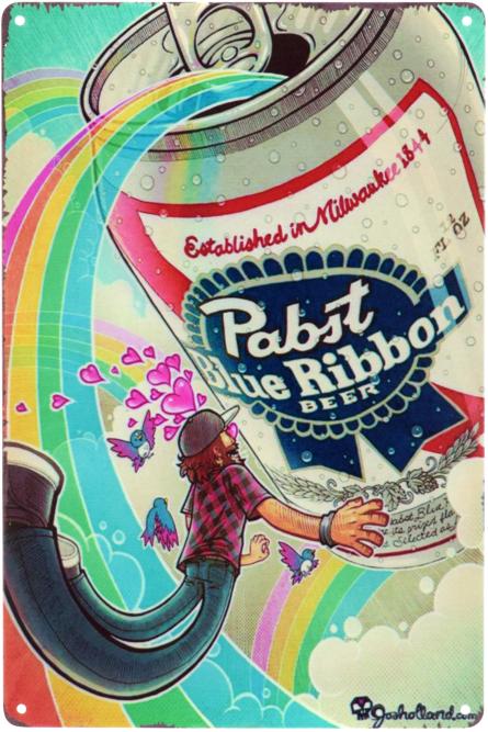 Pabst Blue Ribbon Beer (Основан В Милуоки В 1844 Году) (ms-00909) Металлическая табличка - 20x30см