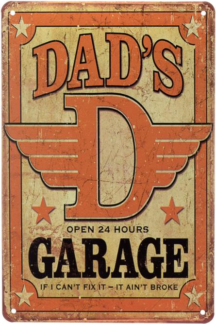 Папин Гараж / Dad's Garage (Open 24 Hours) (ms-001014) Металлическая табличка - 20x30см