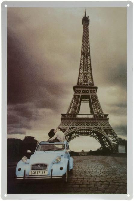 Париж (Ситроен) / Paris (Blue Citroen Car) (ms-001413) Металлическая табличка - 20x30см