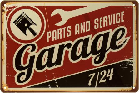 Parts And Service Garage 7/24 (ms-002478) Металева табличка - 20x30см
