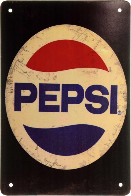 Пепси (Черный Фон) / Pepsi (ms-001946) Металлическая табличка - 20x30см