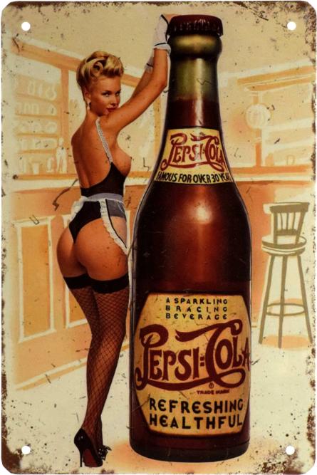Пепсі-Кола / Pepsi-Cola (Pin Up) (ms-003170) Металева табличка - 20x30см