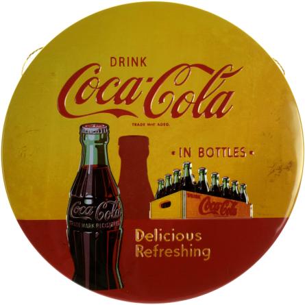 Пейте Кока-Колу В Бутылках / Drink Coca-Cola In Bottles (ms-002010) Металлическая табличка - 30см (круглая)