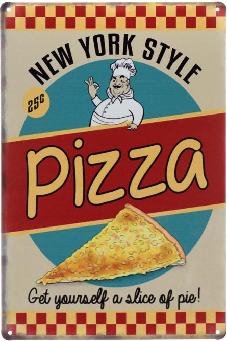 Піца (Стиль Нью-Йорка) / Pizza (New York Style) (ms-00512) Металева табличка - 20x30см