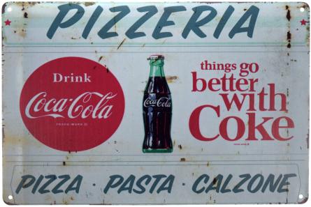 Пиццерия (Кока-Кола) / Coca-Cola (ms-00706) Металлическая табличка - 20x30см