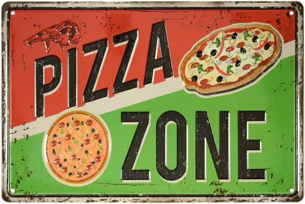 Пиццерия / Pizza Zone (ms-001538) Металлическая табличка - 20x30см