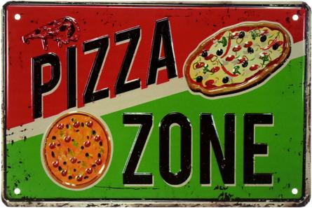 Пиццерия / Pizza Zone (ms-003207) Металлическая табличка - 20x30см