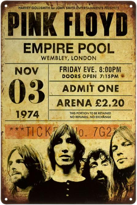 Pink Floyd (Wembley, London) (ms-003130) Металева табличка - 20x30см
