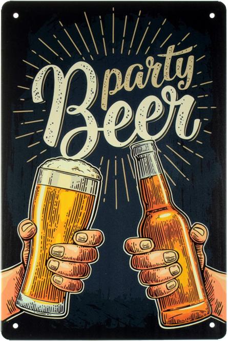 Пивная Вечеринка / Beer Party (ms-001644) Металлическая табличка - 20x30см