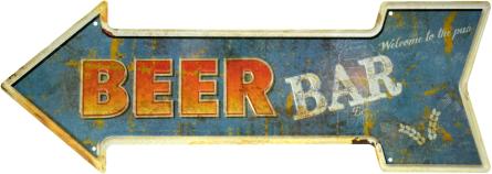 Пивний Бар (Ласкаво Просимо В Паб) / Beer Bar (Welcome To The Pub) (ms-001586) Металева табличка - 16x45см