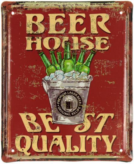 Пивной Дом (Лучшее Качество) / Beer House (Best Quality) (ms-001061) Металлическая табличка - 18x22см
