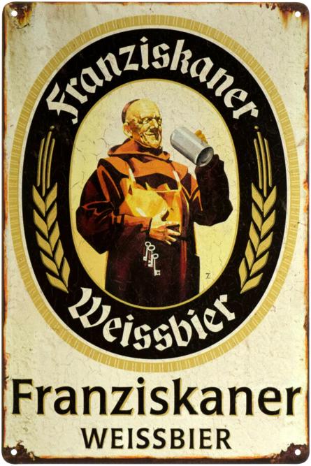 Пиво Franziskaner Weissbier (ms-003054) Металлическая табличка - 20x30см