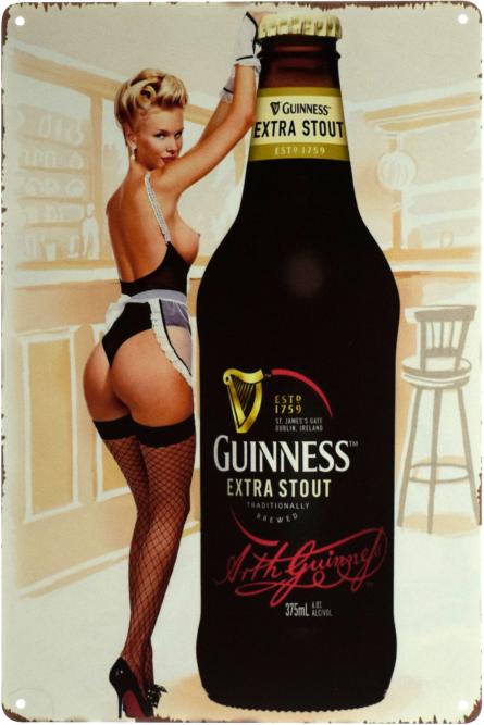 Пиво Guinness Extra Stout (Pin Up) (ms-002992) Металева табличка - 20x30см