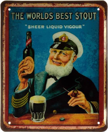 Пиво (Лучший Стаут В Мире) / Beer (The World's Best Stout) (ms-002623) Металлическая табличка - 18x22см