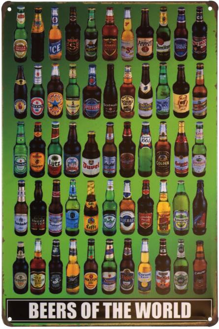 Пиво Мира / Beers Of The World (ms-00837) Металлическая табличка - 20x30см
