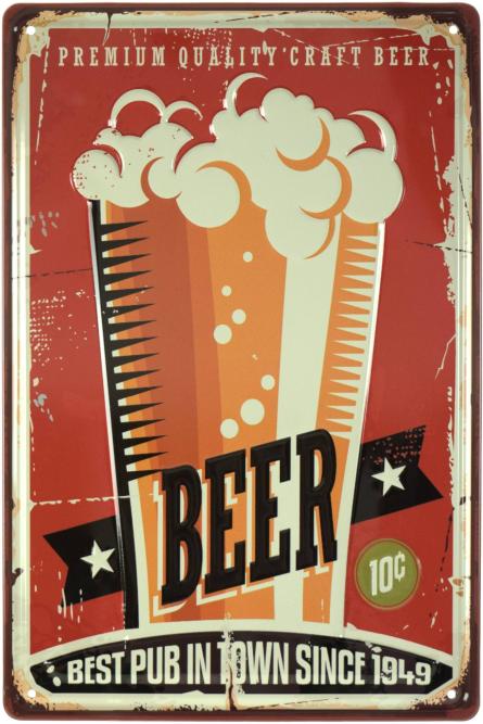 Пиво (Пиво Высшего Качества) / Beer (Premium Quality Craft Beer) (ms-001550) Металлическая табличка - 20x30см