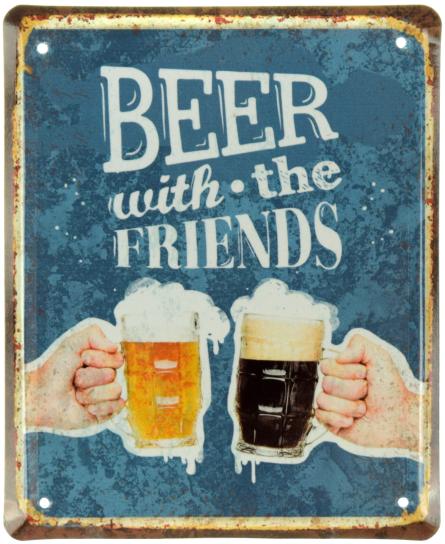 Пиво З Друзями / Beer With The Friends (ms-001055) Металева табличка - 18x22см