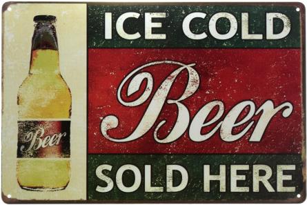 Пиво (Винтажный Стиль) / Beer (Vintage Style) (ms-00525) Металлическая табличка - 20x30см
