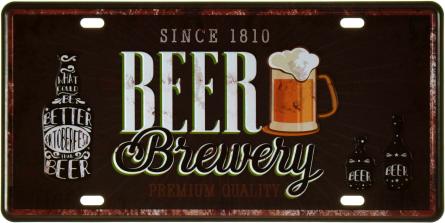 Пивоварня (Высшее Качество) / Beer Brewery (Premium Quality) (ms-002510) Металлическая табличка - 15x30см