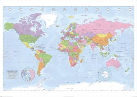 Політична Карта Світу (Проекція Міллера) / Political World Map (Miller Projection) (ps-001790) Постер/Плакат - Мега (100x140см)