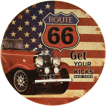 Получи Своё Удовольствие Нью-Йорк / Get Your Kick New York (Route 66) (ms-001358) Металлическая табличка - 30см (круглая)
