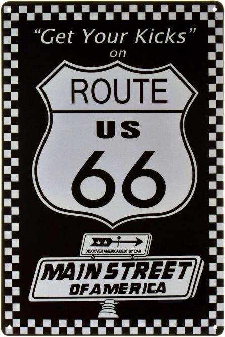 Получите Удовольствие От Маршрута 66 / Get Your Kicks On Route 66 (ms-002188) Металлическая табличка - 20x30см