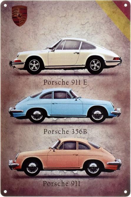 Porsche (Retro) (ms-00795) Металлическая табличка - 20x30см