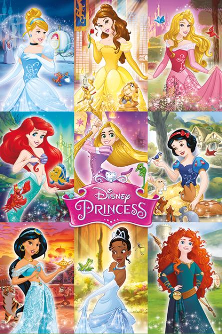 Принцессы Диснея (Коллаж) / Disney Princess (Collage) (ps-002124) Постер/Плакат - Стандартный (61x91.5см)