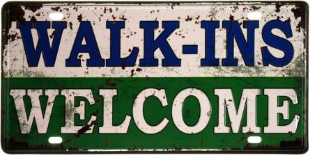 Приветствуем Вас / Walk-Ins Welcome (ms-002946) Металлическая табличка - 15x30см