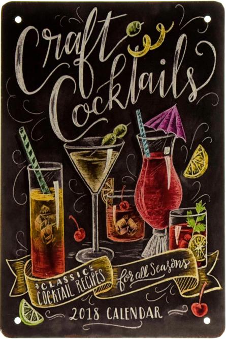 Рецепти Класичних Коктейлів На Всі Пори Року / Classic Cocktail Recipes For All Seasons (ms-002294) Металева табличка - 20x30см