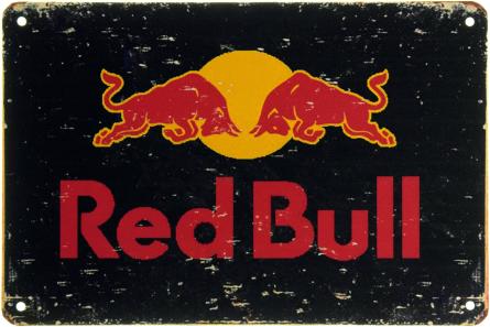 Red Bull (Черный Фон) (ms-002712) Металлическая табличка - 20x30см