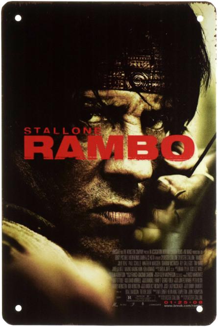 Рэмбо (Сильвестр Сталлоне) / Rambo (ms-003053) Металлическая табличка - 20x30см