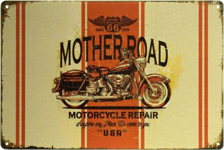Ремонт Мотоциклов (Route 66) (ms-001993) Металлическая табличка - 20x30см