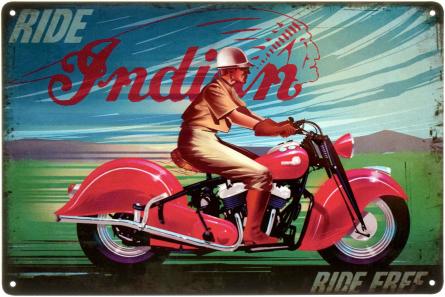 Ride Indian (ms-003172) Металлическая табличка - 20x30см
